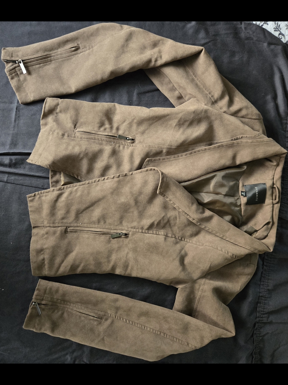 Dynamite Taupe Suede-Look Blazer